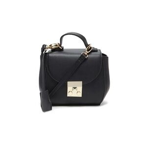 Elegant Black Handbag crossbody faux leather gold FREE FUR KEYCHAIN